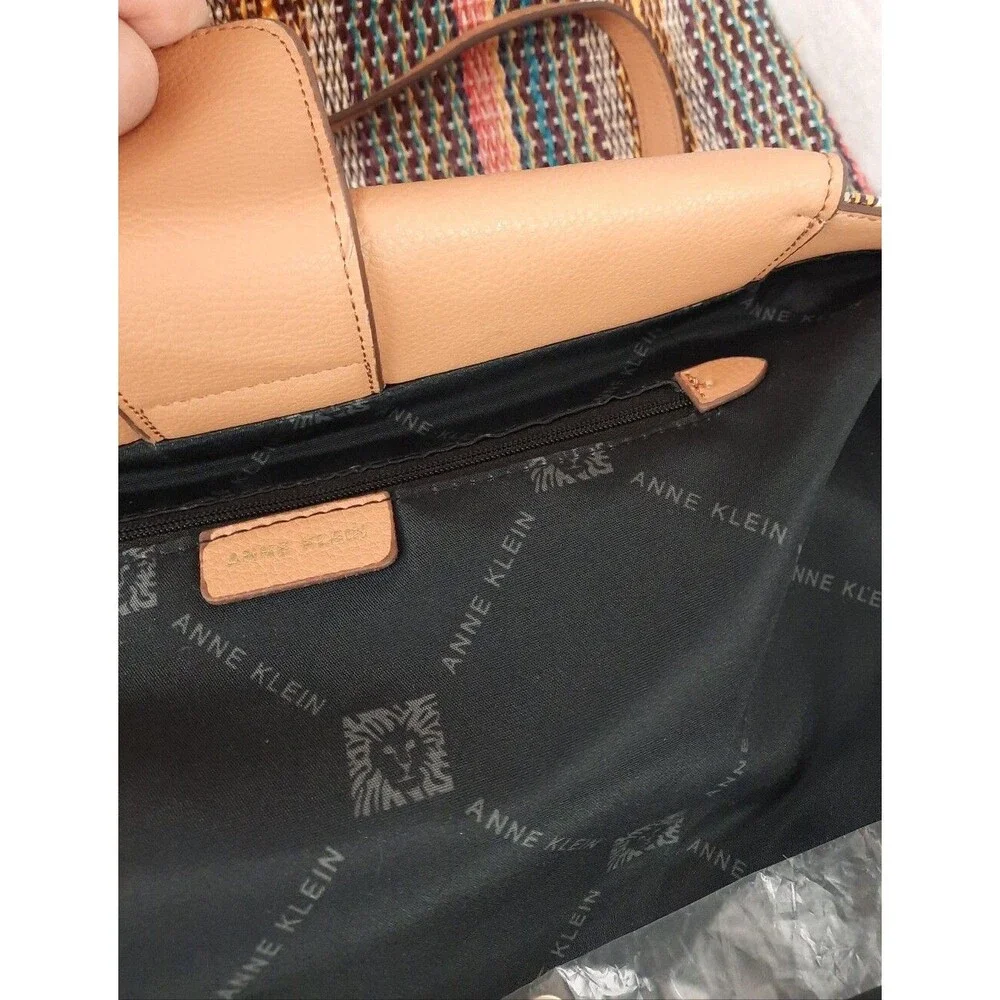 Anne Klein Straw Striped Woven Tote Bag
